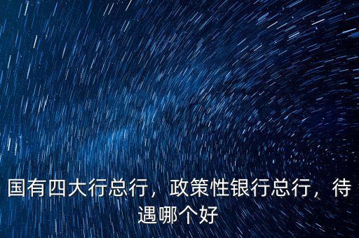 國有四大行總行，政策性銀行總行，待遇哪個好