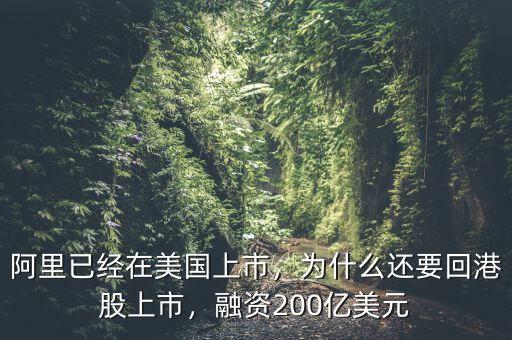 阿里已經(jīng)在美國上市，為什么還要回港股上市，融資200億美元