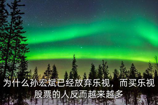 為什么孫宏斌已經(jīng)放棄樂視，而買樂視股票的人反而越來越多