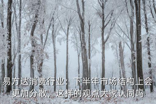易方達消費行業(yè)：下半年市場結構上會更加分散，這樣的觀點大家認同嗎