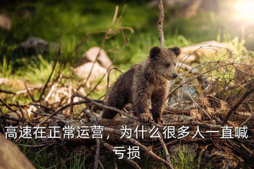 高速在正常運營，為什么很多人一直喊虧損