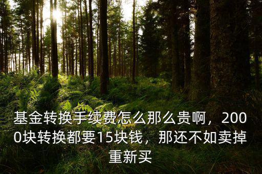 基金轉(zhuǎn)換手續(xù)費怎么那么貴啊，2000塊轉(zhuǎn)換都要15塊錢，那還不如賣掉重新買