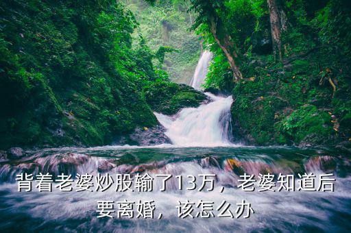 背著老婆炒股輸了13萬，老婆知道后要離婚，該怎么辦