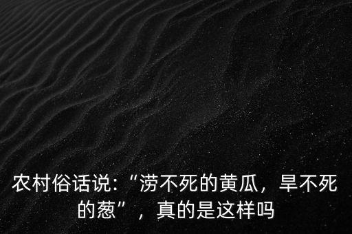 農(nóng)村俗話說:“澇不死的黃瓜，旱不死的蔥”，真的是這樣嗎