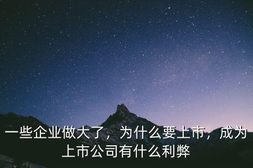 一些企業(yè)做大了，為什么要上市，成為上市公司有什么利弊