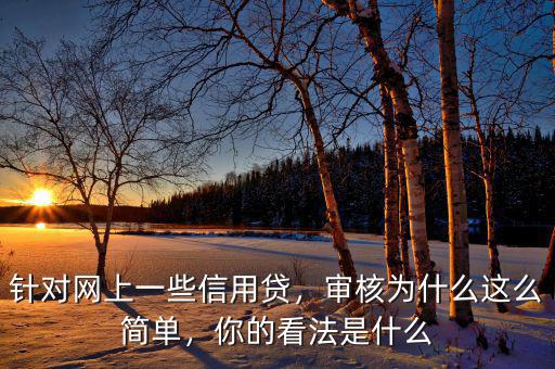 針對(duì)網(wǎng)上一些信用貸，審核為什么這么簡(jiǎn)單，你的看法是什么
