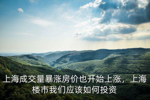 上海成交量暴漲房價也開始上漲，上海樓市我們應(yīng)該如何投資
