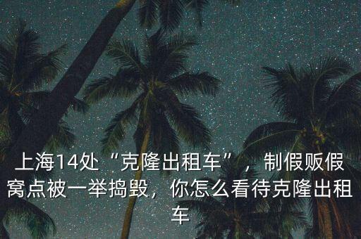 上海14處“克隆出租車”，制假販假窩點(diǎn)被一舉搗毀，你怎么看待克隆出租車