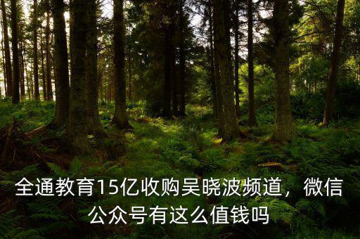 全通教育15億收購(gòu)吳曉波頻道，微信公眾號(hào)有這么值錢嗎