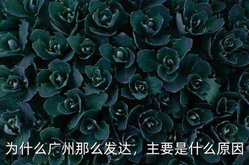 為什么廣州那么發(fā)達，主要是什么原因