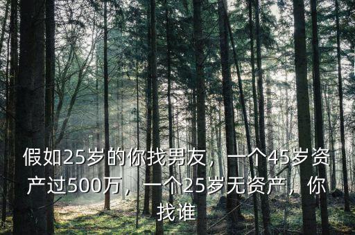 假如25歲的你找男友，一個45歲資產(chǎn)過500萬，一個25歲無資產(chǎn)，你找誰