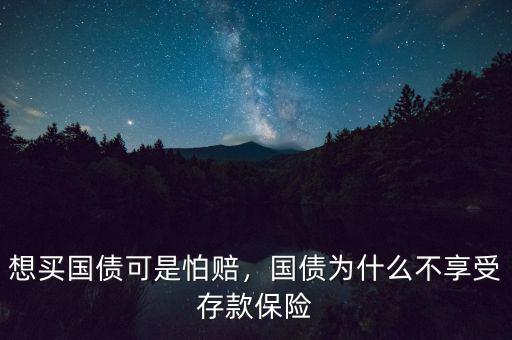 想買國債可是怕賠，國債為什么不享受存款保險