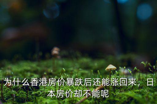 為什么香港房價暴跌后還能漲回來，日本房價卻不能呢