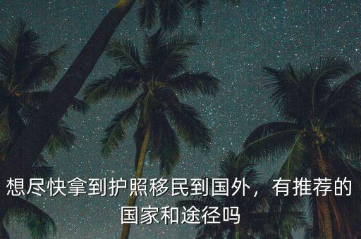 想盡快拿到護照移民到國外，有推薦的國家和途徑嗎