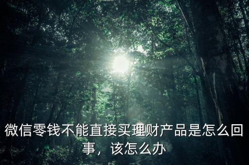 微信零錢不能直接買理財(cái)產(chǎn)品是怎么回事，該怎么辦