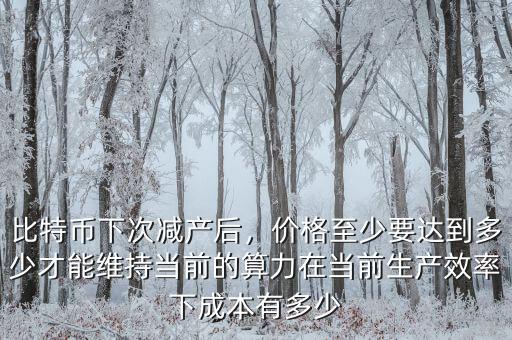 比特幣下次減產(chǎn)后，價(jià)格至少要達(dá)到多少才能維持當(dāng)前的算力在當(dāng)前生產(chǎn)效率下成本有多少