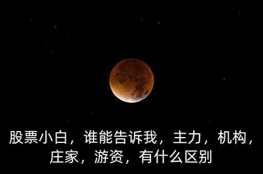 股票小白，誰能告訴我，主力，機(jī)構(gòu)，莊家，游資，有什么區(qū)別