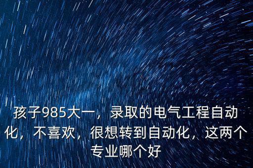孩子985大一，錄取的電氣工程自動化，不喜歡，很想轉(zhuǎn)到自動化，這兩個專業(yè)哪個好