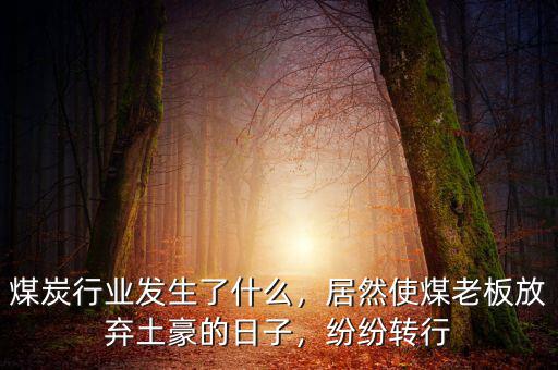煤炭行業(yè)發(fā)生了什么，居然使煤老板放棄土豪的日子，紛紛轉(zhuǎn)行