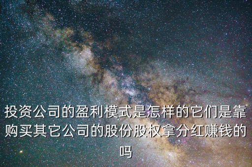 投資公司的盈利模式是怎樣的它們是靠購(gòu)買其它公司的股份股權(quán)拿分紅賺錢的嗎