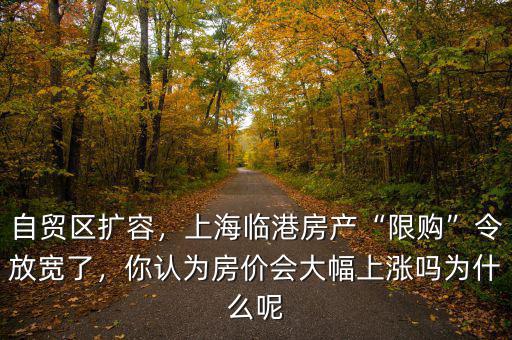 自貿(mào)區(qū)擴(kuò)容，上海臨港房產(chǎn)“限購”令放寬了，你認(rèn)為房價(jià)會(huì)大幅上漲嗎為什么呢