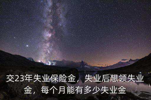 交23年失業(yè)保險金，失業(yè)后想領(lǐng)失業(yè)金，每個月能有多少失業(yè)金