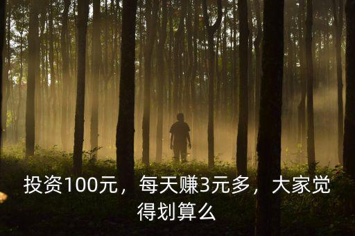 投資100元，每天賺3元多，大家覺得劃算么