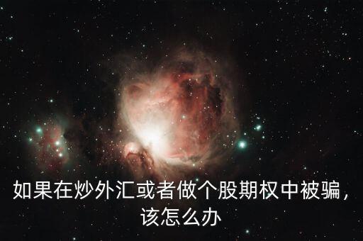 如果在炒外匯或者做個股期權中被騙，該怎么辦