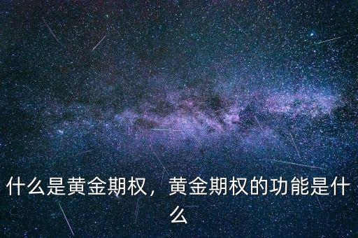 什么是黃金期權，黃金期權的功能是什么