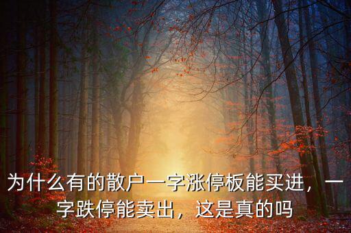 為什么有的散戶一字漲停板能買進，一字跌停能賣出，這是真的嗎