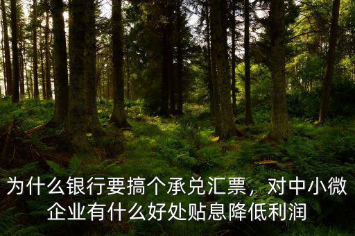 為什么銀行要搞個(gè)承兌匯票，對(duì)中小微企業(yè)有什么好處貼息降低利潤(rùn)