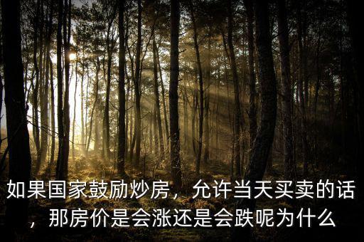 如果國(guó)家鼓勵(lì)炒房，允許當(dāng)天買賣的話，那房?jī)r(jià)是會(huì)漲還是會(huì)跌呢為什么