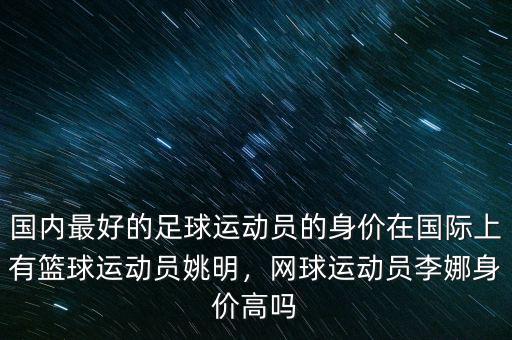 國內(nèi)最好的足球運(yùn)動(dòng)員的身價(jià)在國際上有籃球運(yùn)動(dòng)員姚明，網(wǎng)球運(yùn)動(dòng)員李娜身價(jià)高嗎