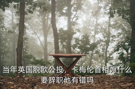 當年英國脫歐公投，卡梅倫首相為什么要辭職他有錯嗎