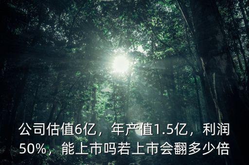公司估值6億，年產(chǎn)值1.5億，利潤50%，能上市嗎若上市會翻多少倍
