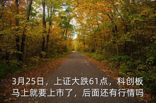 3月25日，上證大跌61點(diǎn)，科創(chuàng)板馬上就要上市了，后面還有行情嗎