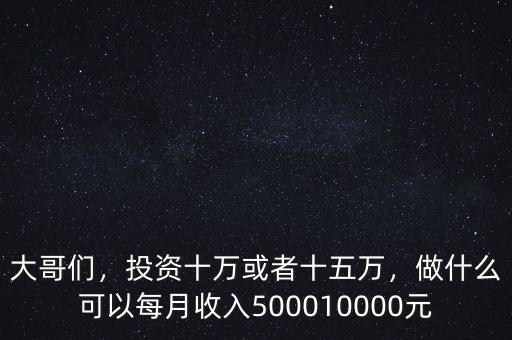 大哥們，投資十萬或者十五萬，做什么可以每月收入500010000元