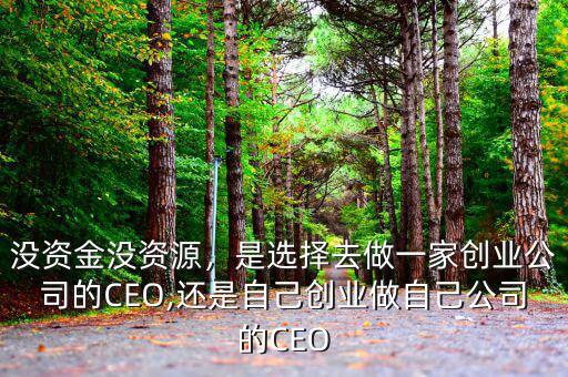 沒資金沒資源，是選擇去做一家創(chuàng)業(yè)公司的CEO,還是自己創(chuàng)業(yè)做自己公司的CEO