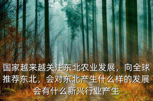 國家越來越關注東北農業(yè)發(fā)展，向全球推薦東北，會對東北產生什么樣的發(fā)展會有什么新興行業(yè)產生