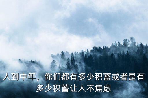 人到中年，你們都有多少積蓄或者是有多少積蓄讓人不焦慮