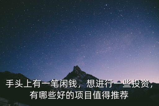 手頭上有一筆閑錢，想進行一些投資，有哪些好的項目值得推薦