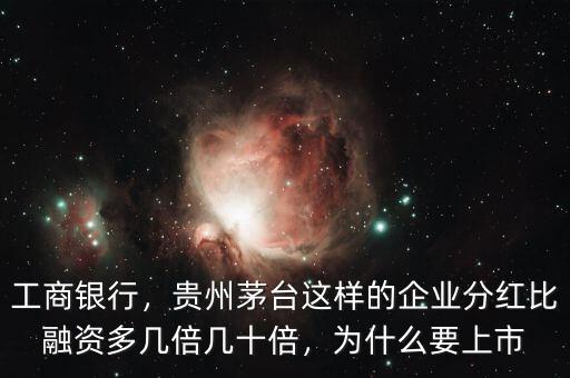 工商銀行，貴州茅臺這樣的企業(yè)分紅比融資多幾倍幾十倍，為什么要上市