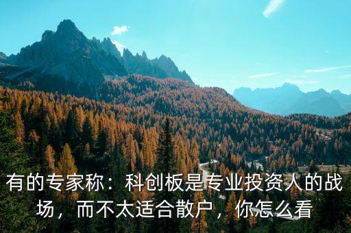 有的專家稱：科創(chuàng)板是專業(yè)投資人的戰(zhàn)場，而不太適合散戶，你怎么看
