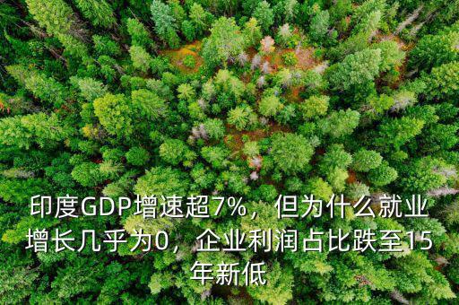 印度GDP增速超7%，但為什么就業(yè)增長幾乎為0，企業(yè)利潤占比跌至15年新低