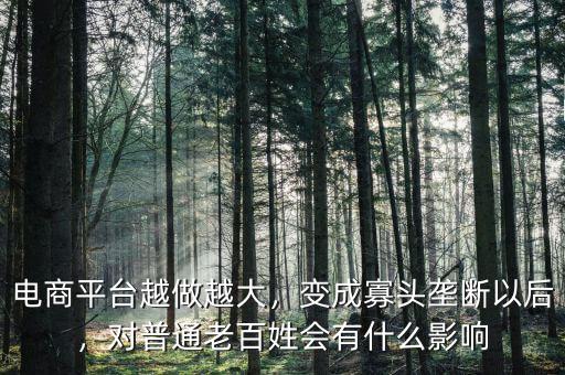電商平臺越做越大，變成寡頭壟斷以后，對普通老百姓會有什么影響