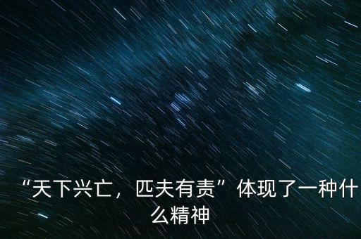 “天下興亡，匹夫有責(zé)”體現(xiàn)了一種什么精神