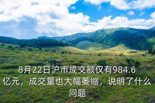 8月22日滬市成交額僅有984.6億元，成交量也大幅萎縮，說明了什么問題