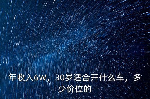年收入6W，30歲適合開什么車，多少價(jià)位的