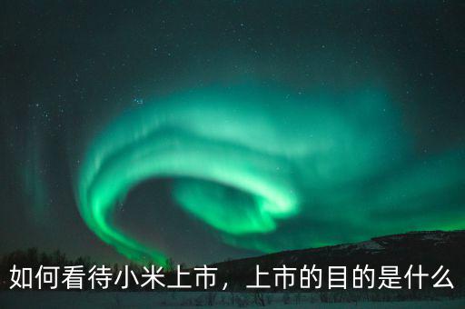 如何看待小米上市，上市的目的是什么