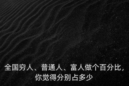 全國窮人、普通人、富人做個百分比，你覺得分別占多少